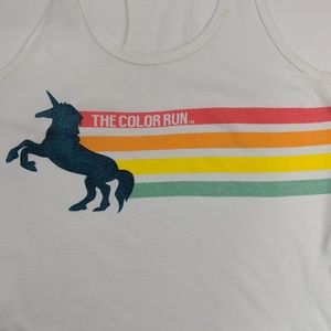 Unicorn Color Run Tank Rainbow Cotton White Cute